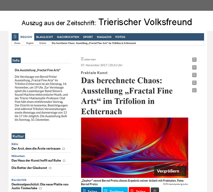 Exposition Fractal Fineart Bernd Preiss 2017, Trifolion, Luxemburg